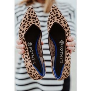 Rothy's Leopard Print Flats in Tan and Black 7.5